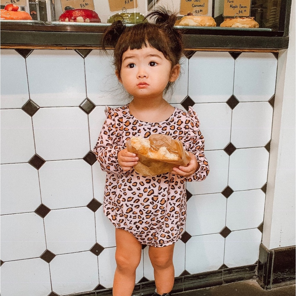 Lil Lemons Leopard Romper 2T